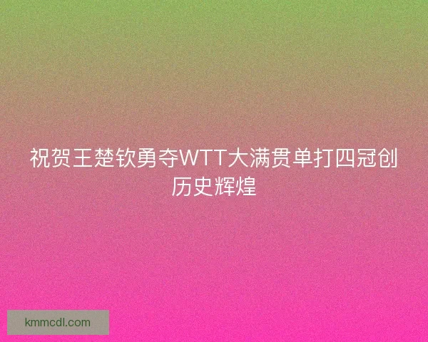 祝贺王楚钦勇夺WTT大满贯单打四冠创历史辉煌